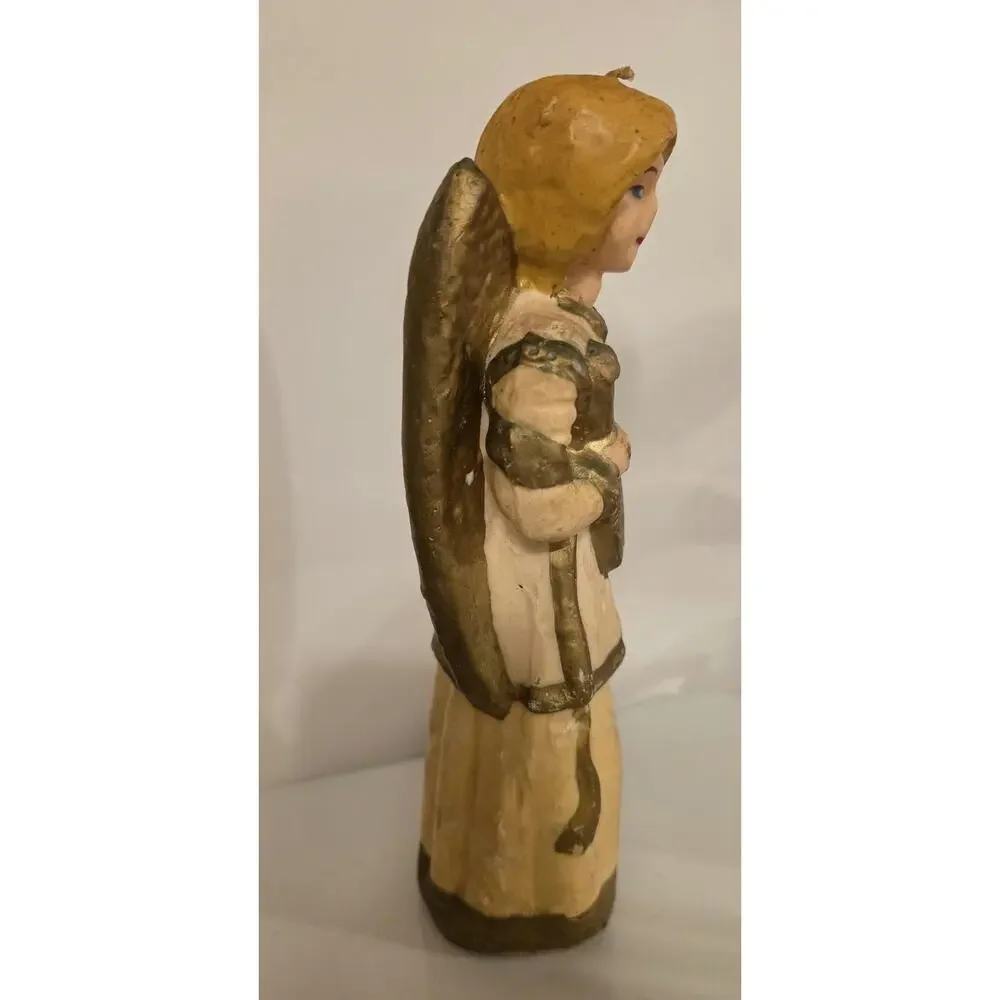 Large vintage Angel cream and gold unused candle HTF